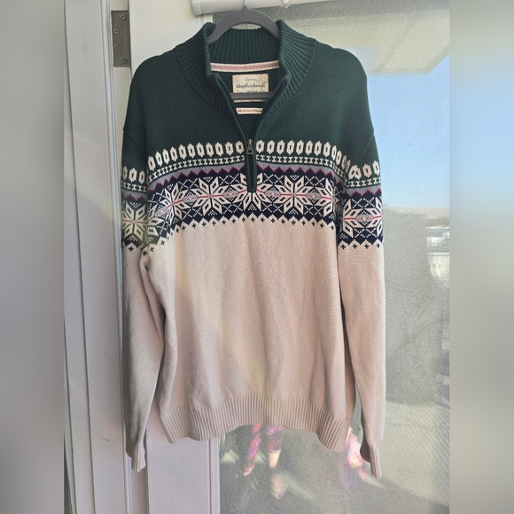 Weatherproof Nordic Green and Cream Zip Up Sweater Vintage - Picture 5 of 11